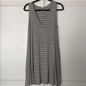 Black and Cream Striped Dress WITH Pockets